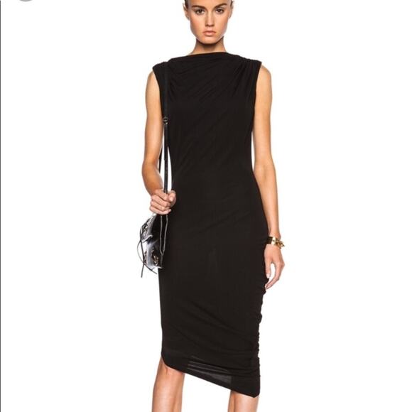 Haute Hippie black asymmetric draped zipper dress - Picture 1 of 7